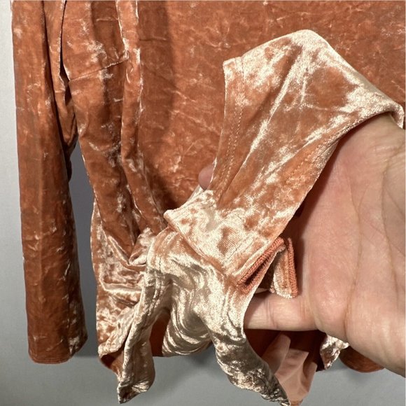 NWT Ava & Viv [ Plus Size 1X ] Long Sleeve Velvet Bodysuit‎ in Pink Peach - Picture 5 of 12